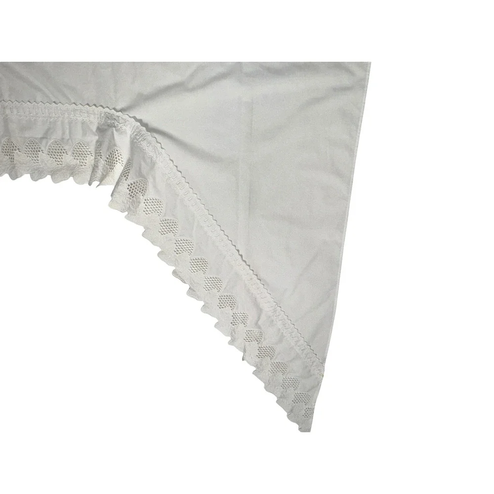 Vintage Set Left & Right Swag Valances Pair Cotton White Strawberry Lace Trim